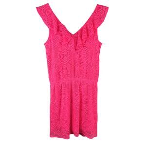 Lilly Pulitzer Alessa Romper Dress Small Lace V-Neck Crab Claw Coral